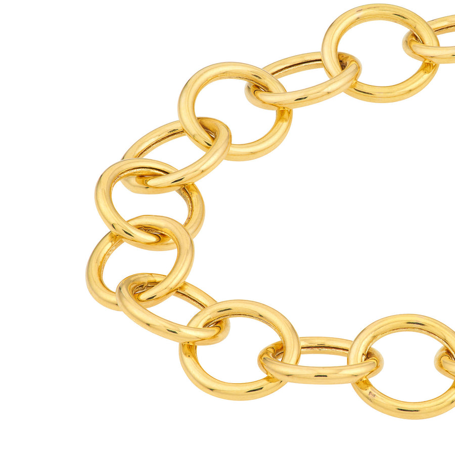 14K Real Gold Round Link Bracelet