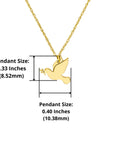 Real 14K Solid Gold Peace Dove Pendant Necklace