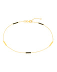 Real 14K Solid Gold Enamel Alternating Bar Anklet