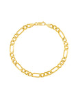 Real 14K Solid Gold Concave Figaro Chain  Bracelet