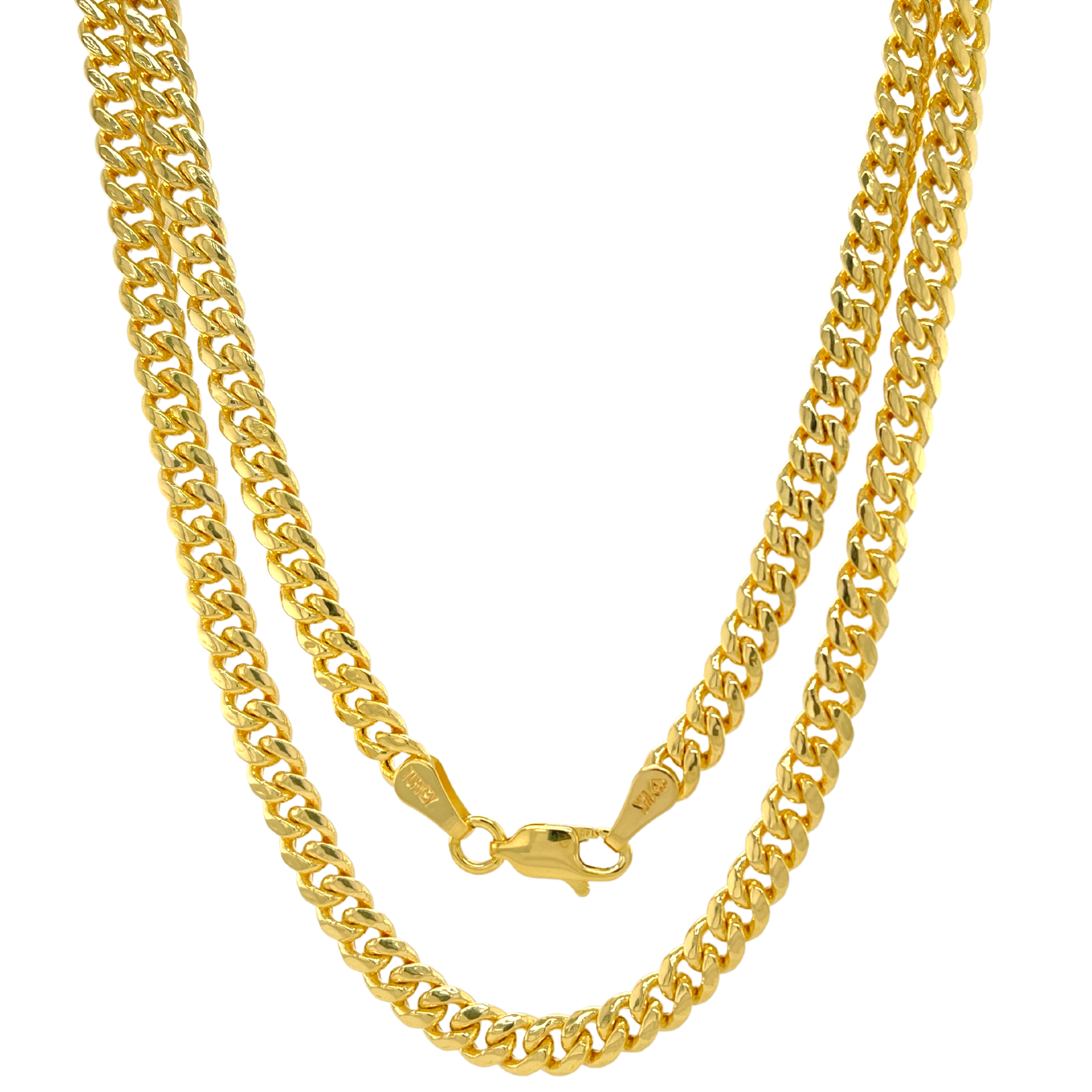 thumbnail image 2 of Producto: 14K Gold Necklaces For Women Trendy 2.3mm 2.8mm 3.6mm 4.4mm 5.2mm Yellow Real Gold Valentino Mirror Chain Polished Links Men's 14K Gold Chain Necklace With Lobster Clasp 16\" 18 2 of 10