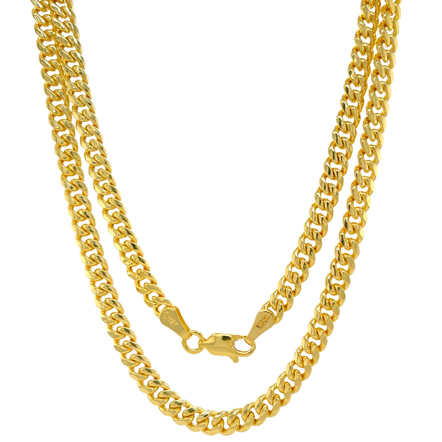 real gold miami cuban link chain necklace gold 14k