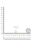 A small gold tree of life pendant is shown on a white background with ruler markings in inches and centimeters, plus a coin for scale. Text reads 'Pendant Size: 15x12mm'.