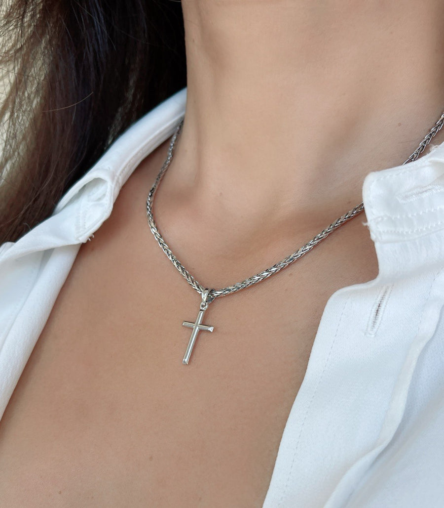 14K Real Gold Simple Cross Pendant