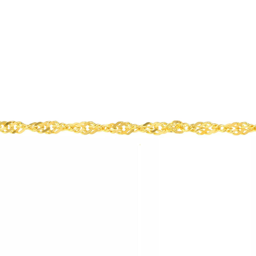 Solid Gold Twisted Singapore Chain Anklet for Everyday Wear