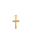 Gold cross pendant with backside on white background