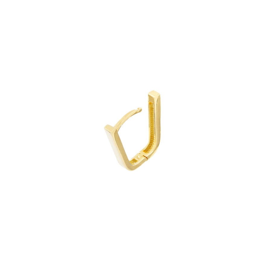 Solid 14K Real Gold Rectangle Hoop Earrings