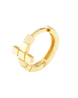 Real 14K Solid Gold Segmented Cross Huggie Hoop Earrings