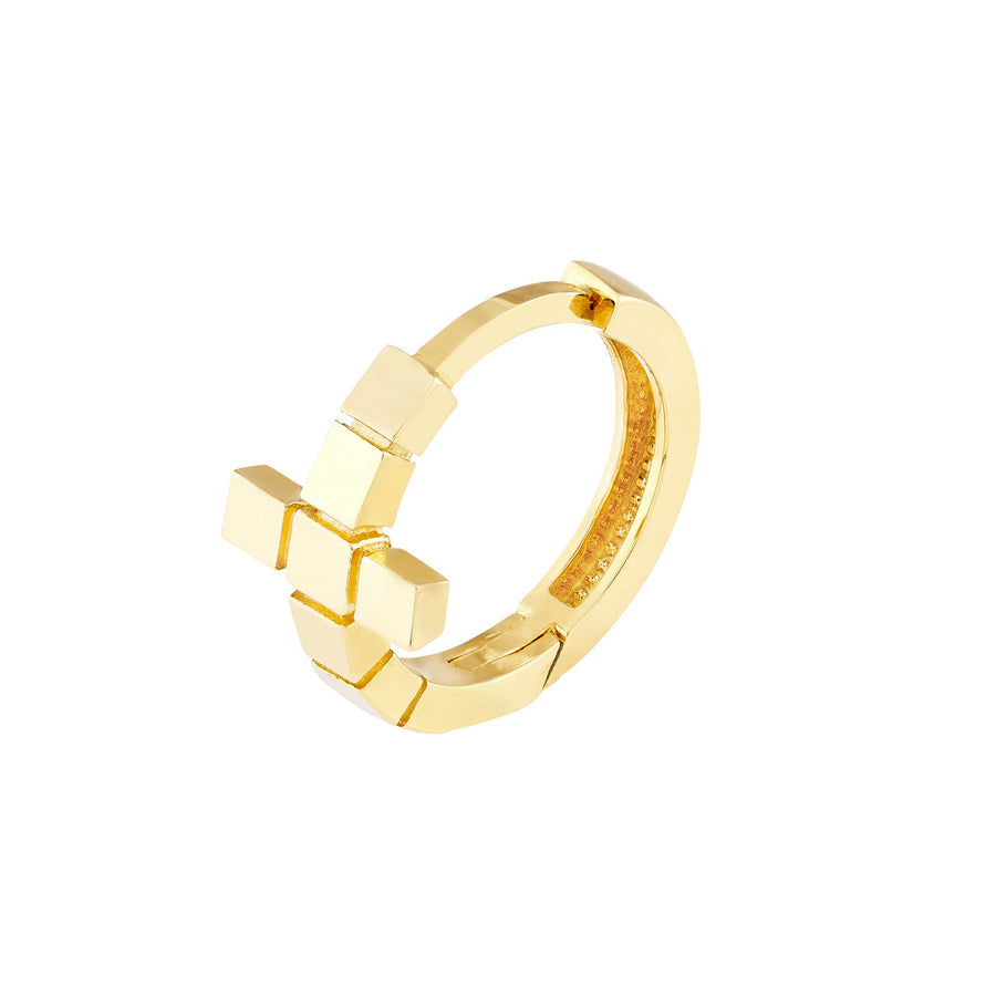 Real 14K Solid Gold Segmented Cross Huggie Hoop Earrings