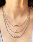 14K Real Gold Figaro Link Chain Necklace