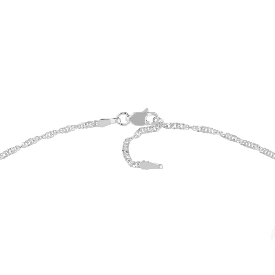 Danty 14K Solid White Gold Singapore Chain Anklet with Lobster clasp