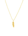 solid gold feather charm necklace