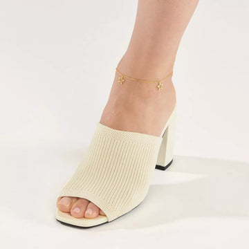 14K solid gold star charm anklet
