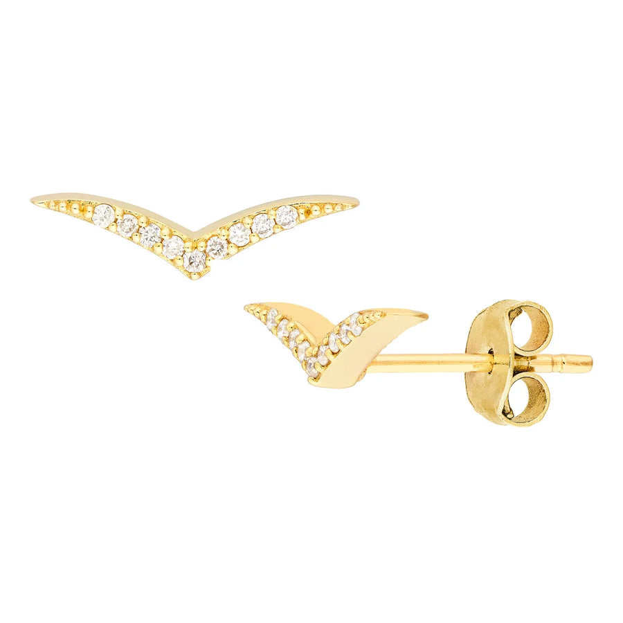 14k gold wing stud earrings