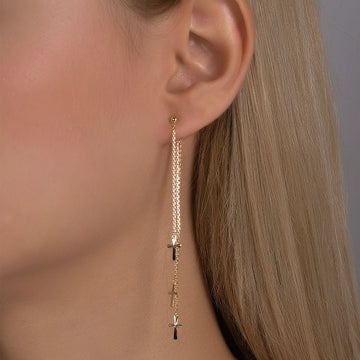 14k gold cross earrings