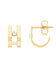 gold huggie diamond earrings