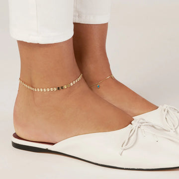 14K solid gold disc chain anklet