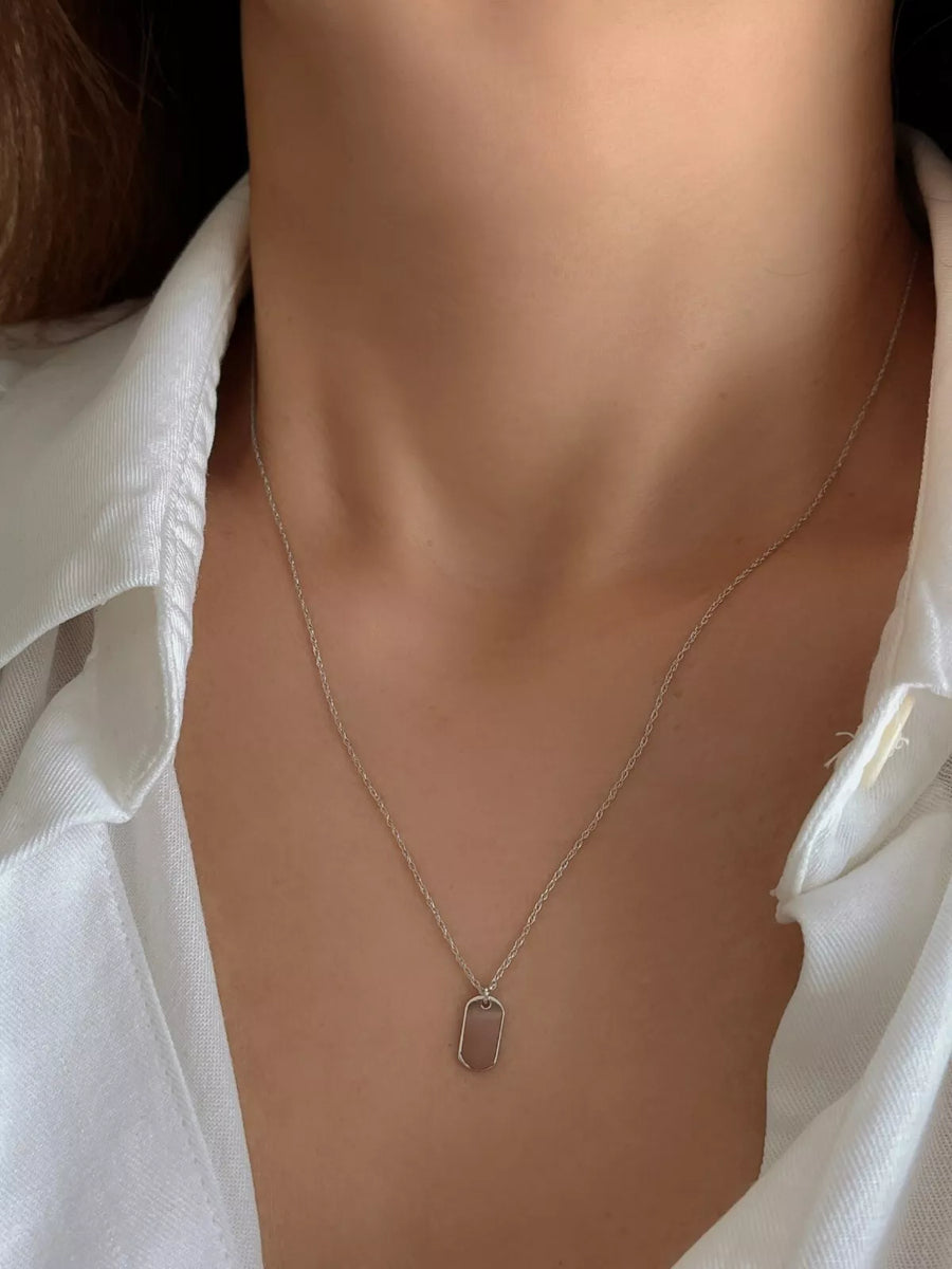 solid gold dog tag necklace