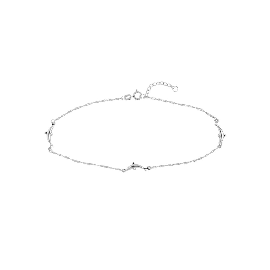 14K Solid Gold Dolphin Foot Bracelet Minimalist Animal Jewelry