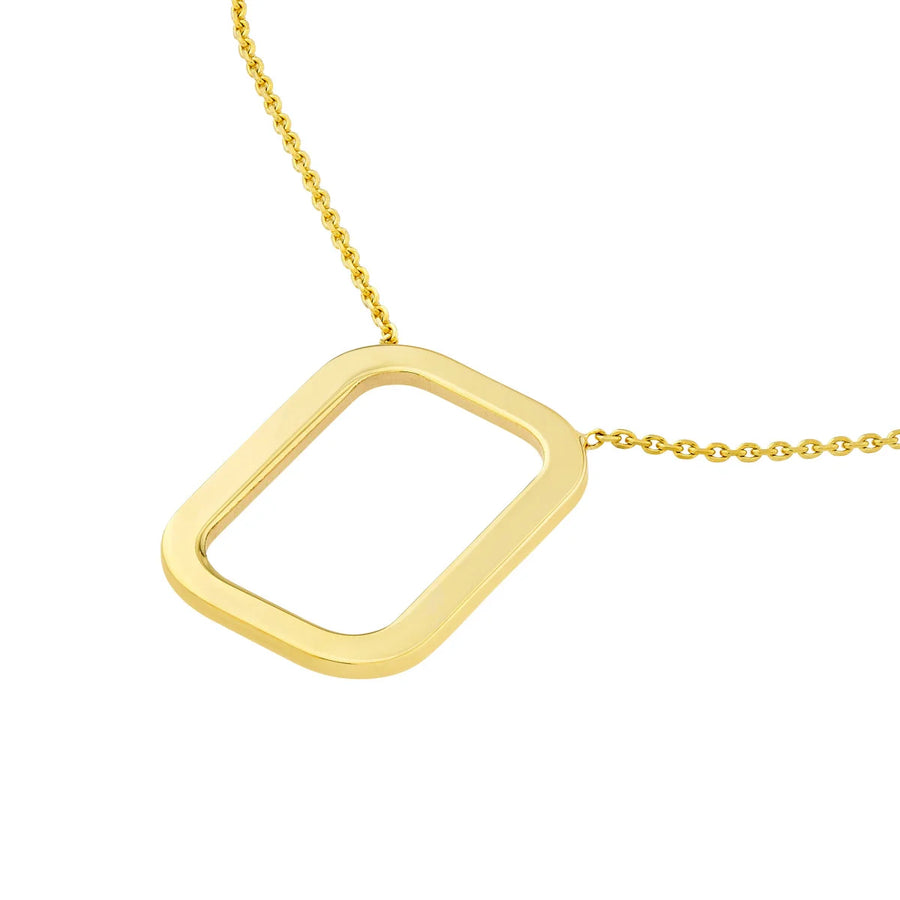 14k yellow gold rectangle necklace