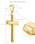 14K Solid Gold Classic Beveled Edge Cross Pendant