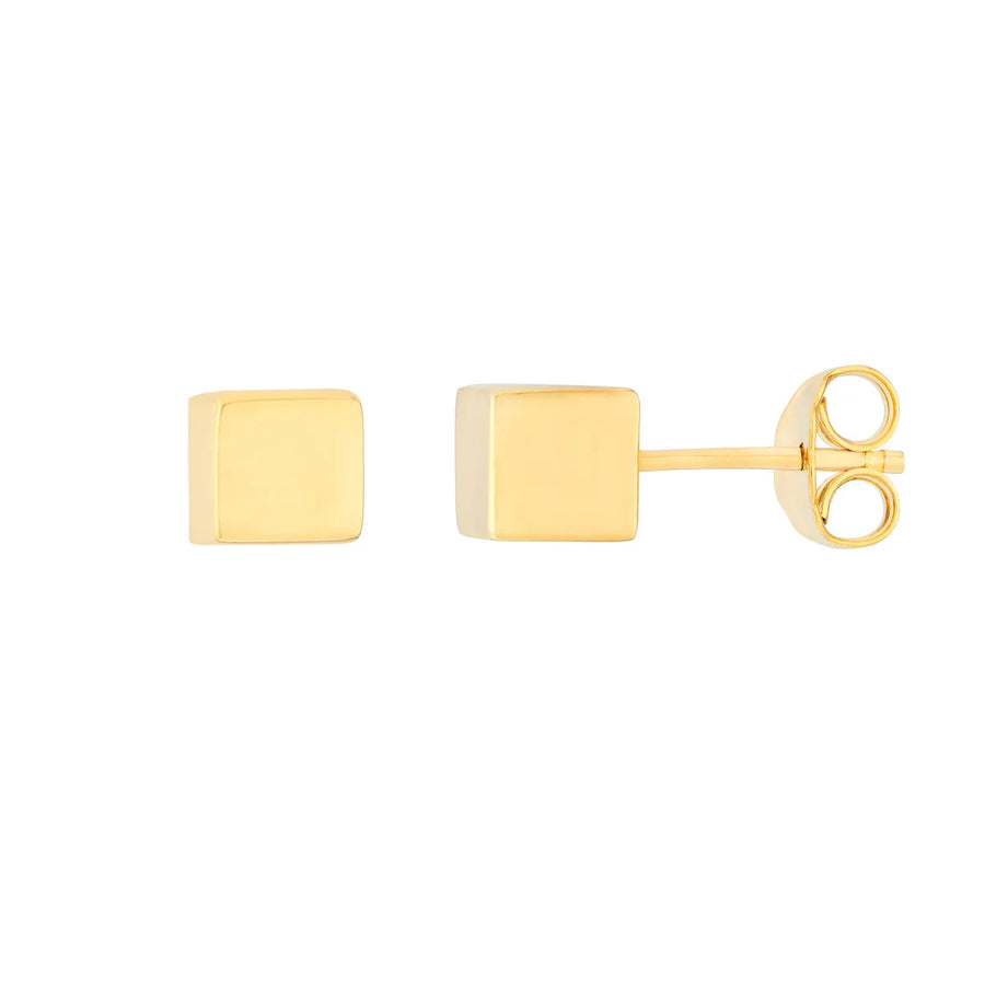 gold square stud earrings