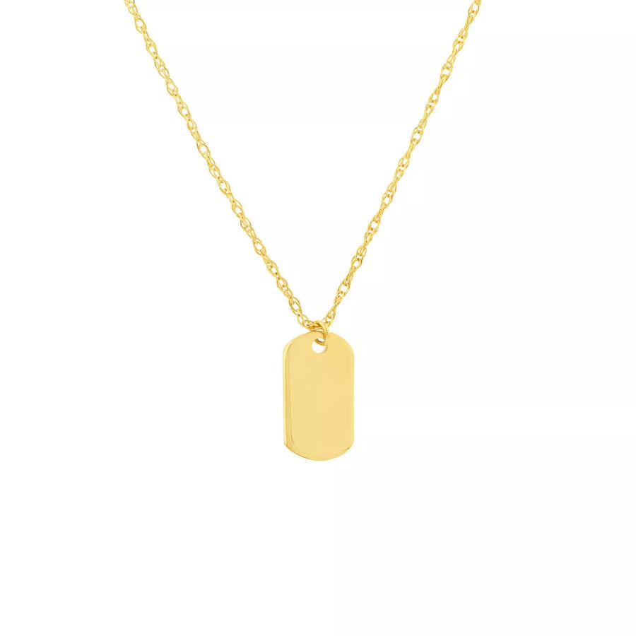 gold dog tag pendant necklace