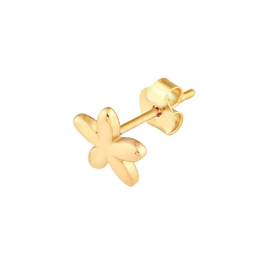 small 14K yellow gold stud earrings side view
