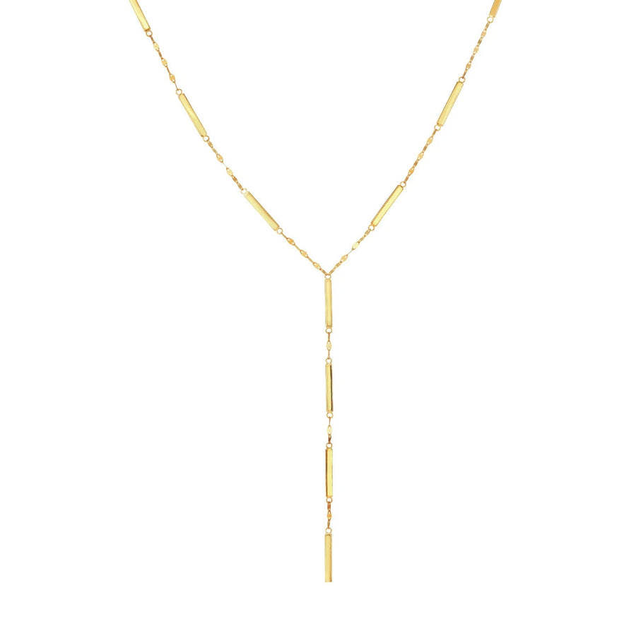 Minimalist 14K real gold necklace with bar station design