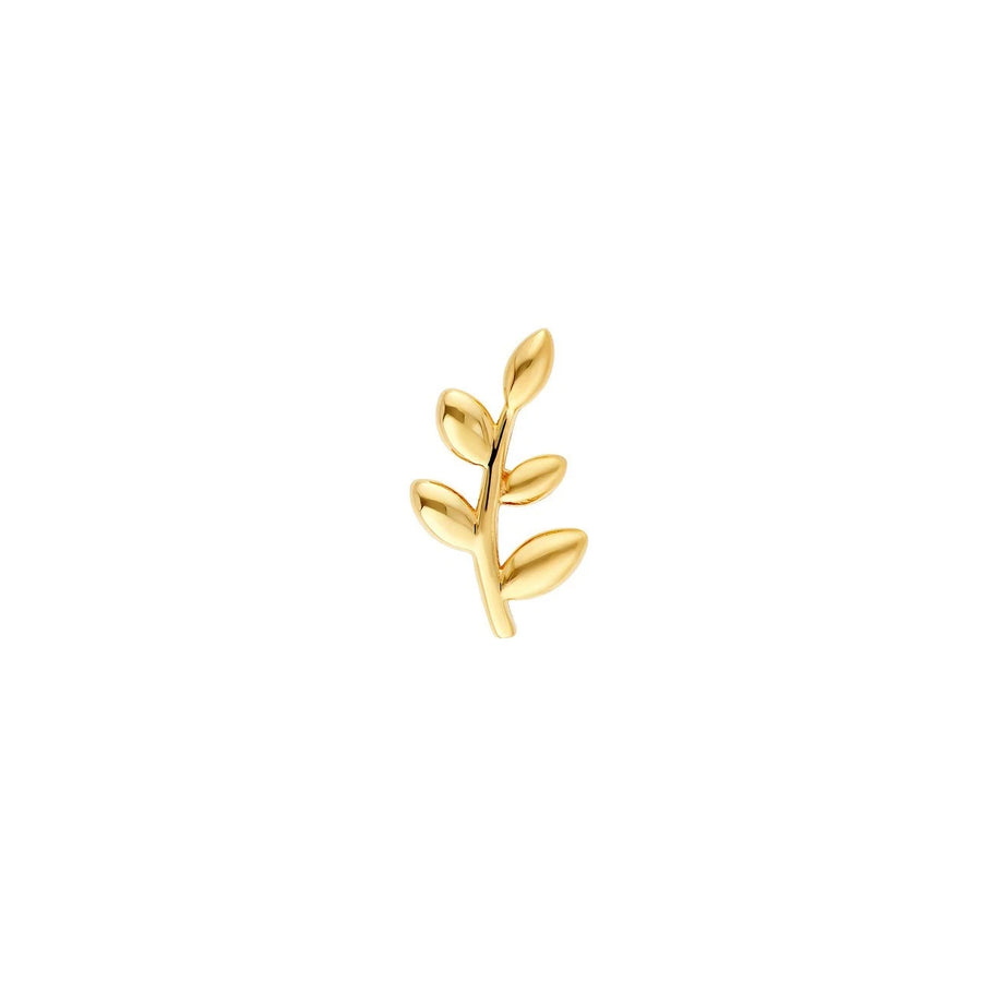 14K solid gold small leaf stud earrings