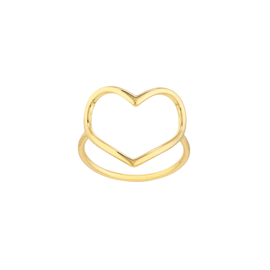 14K Real Gold Open Heart Statement Ring – Unique Love Heart Jewelry Gift
