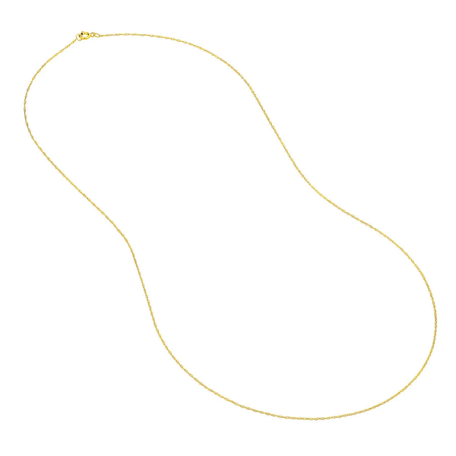 Yellow gold rope link chain for pendant