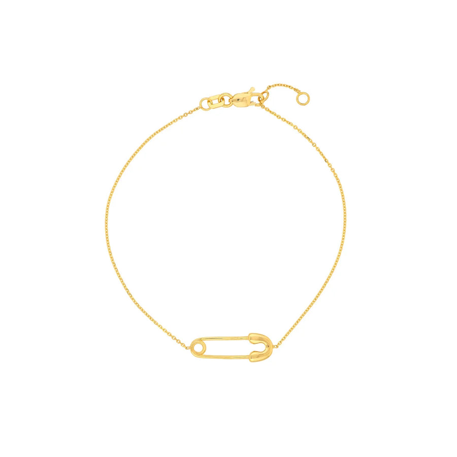 14k gold safety pin bracelet