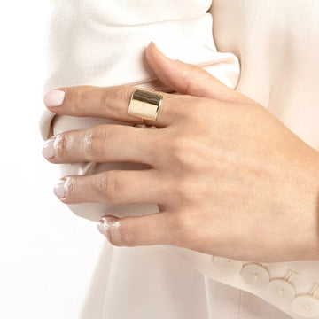 Square Chunky Statement 14K Solid Gold Ring for Women