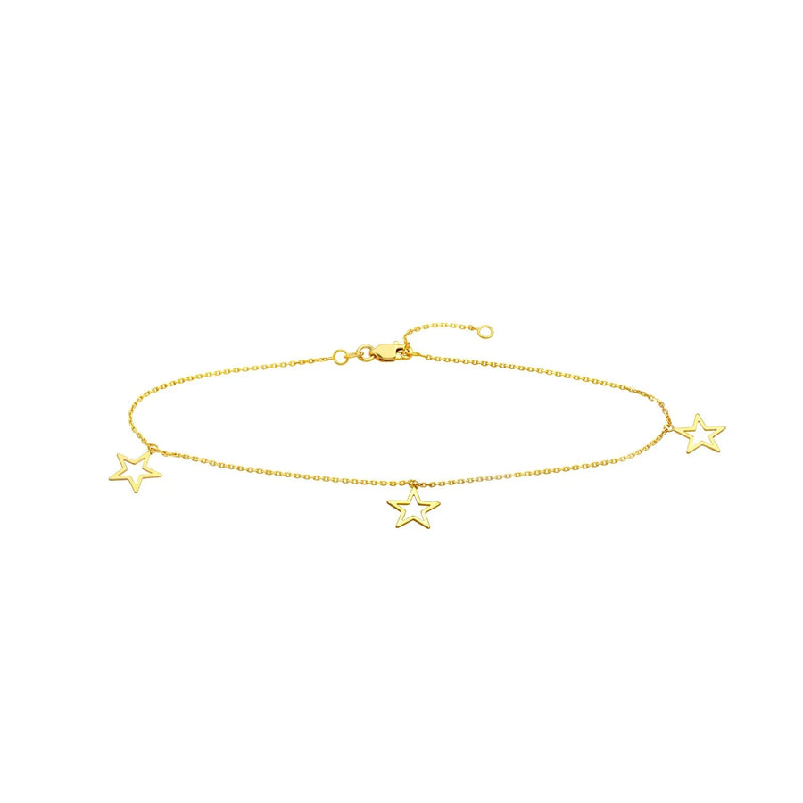 Real gold celestial ankle bracelet for women
