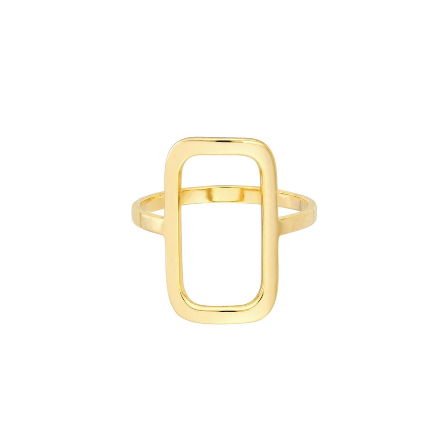 Minimalist Open Rectangle Solid Gold Ring Jewelry