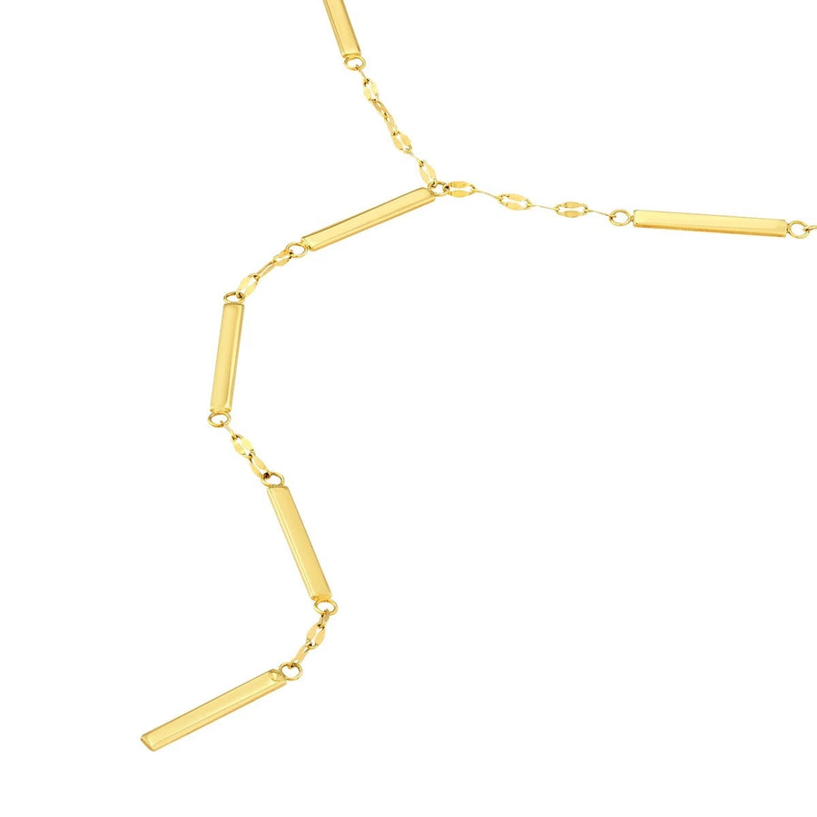 14k gold bar lariat necklace