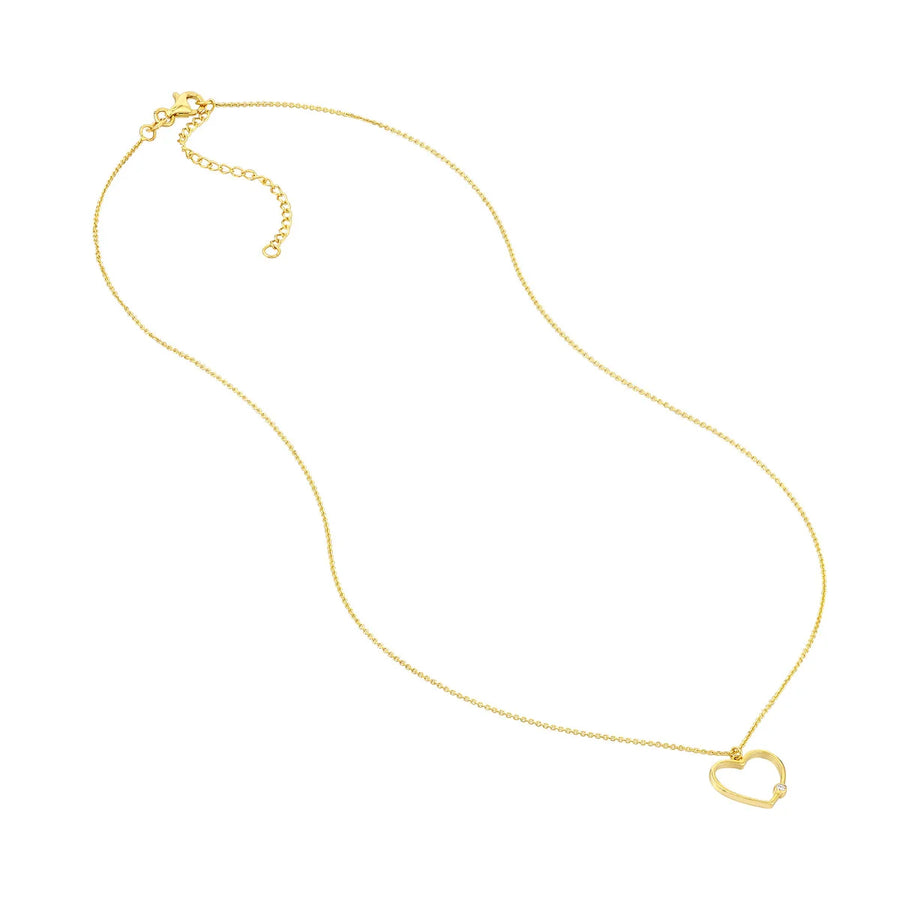 gold heart necklace 14k