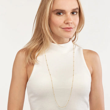 14k gold bead station necklace