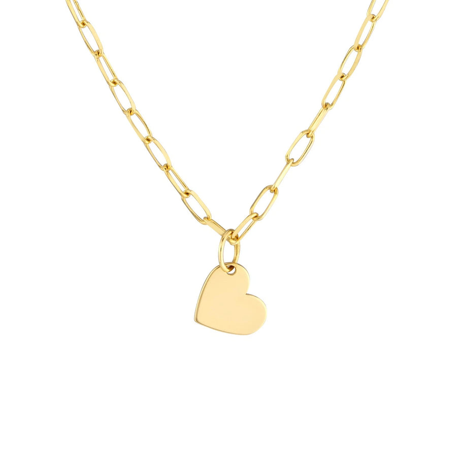 14k gold heart charm necklace