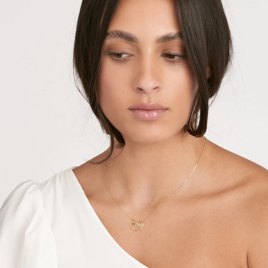 14k solid gold heart necklace for women