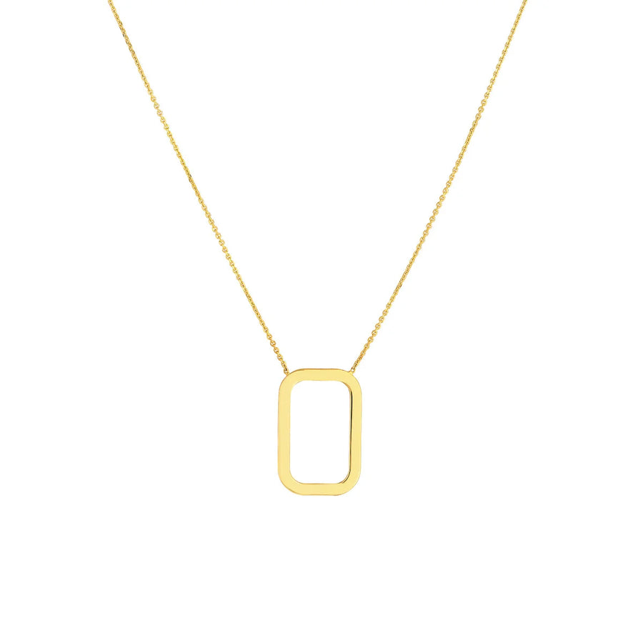 14k solid gold rectangle necklace