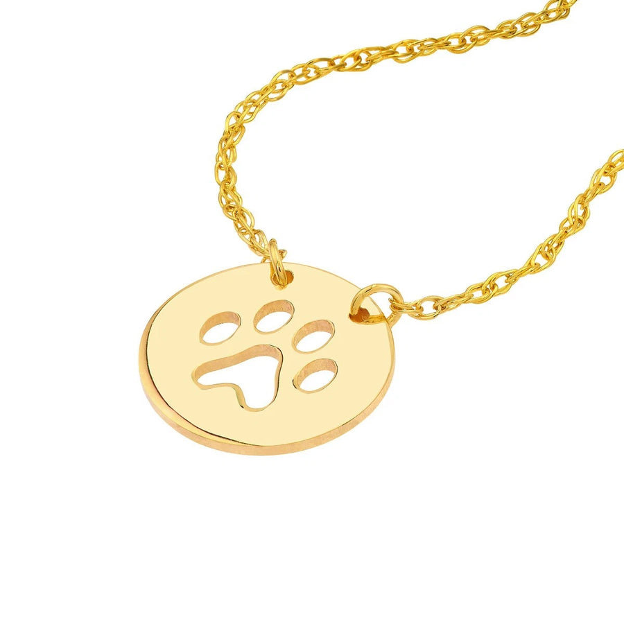 14k gold paw print necklace
