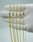 14K Real Gold Round Box Link Chain Necklace