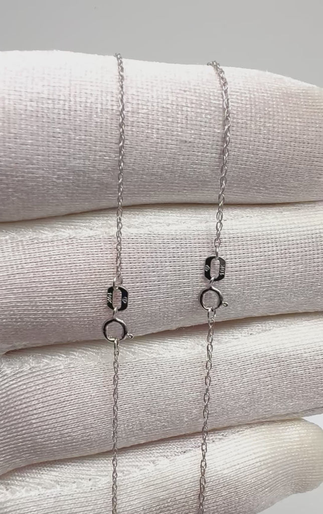 10k solid white gold twisted rope chain 0.8mm and 1mm with spring ring clap