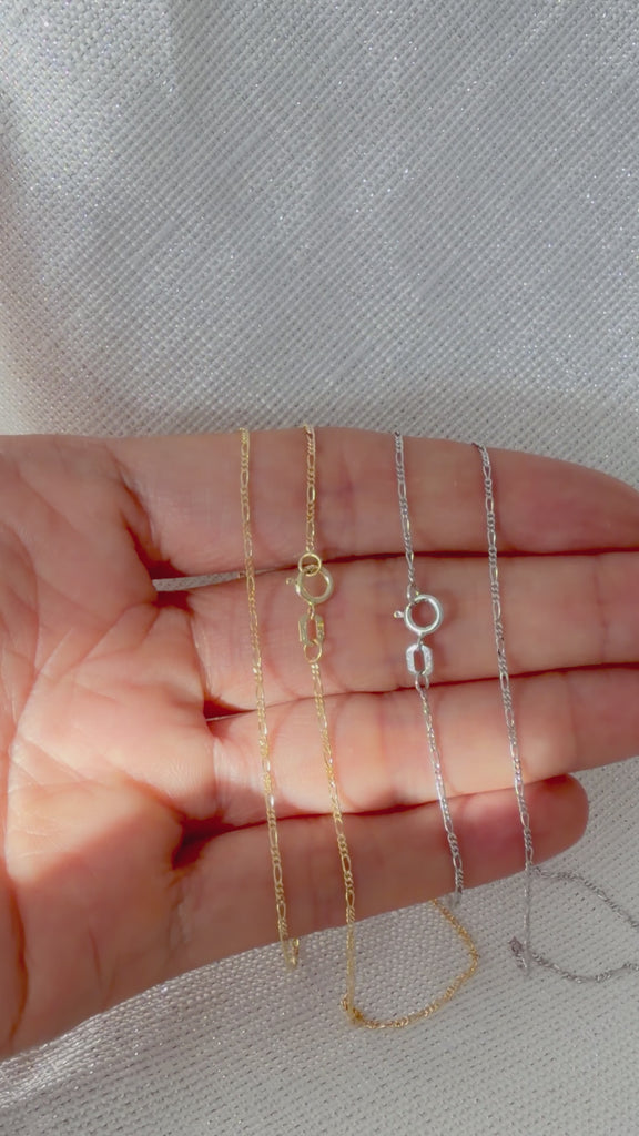 14K Yellow and White gold Figaro chains with spring ring clasp