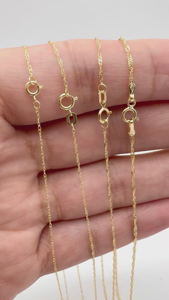 14K Solid Gold Singapore Chain