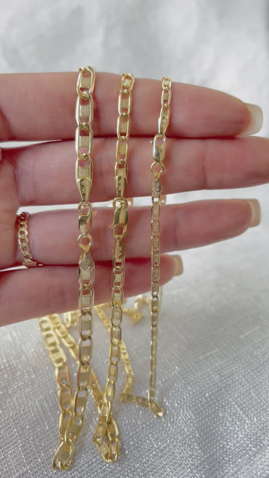 14K Real Gold Diamond Cut Valentino Chain Necklace