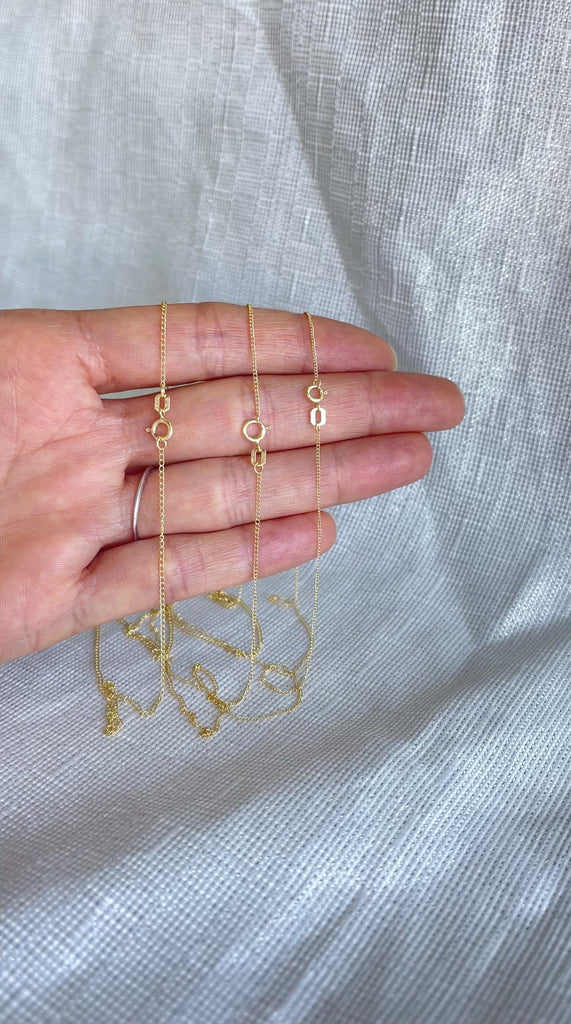 14K Gold Baby Curb Chain with Spring Ring Clasp