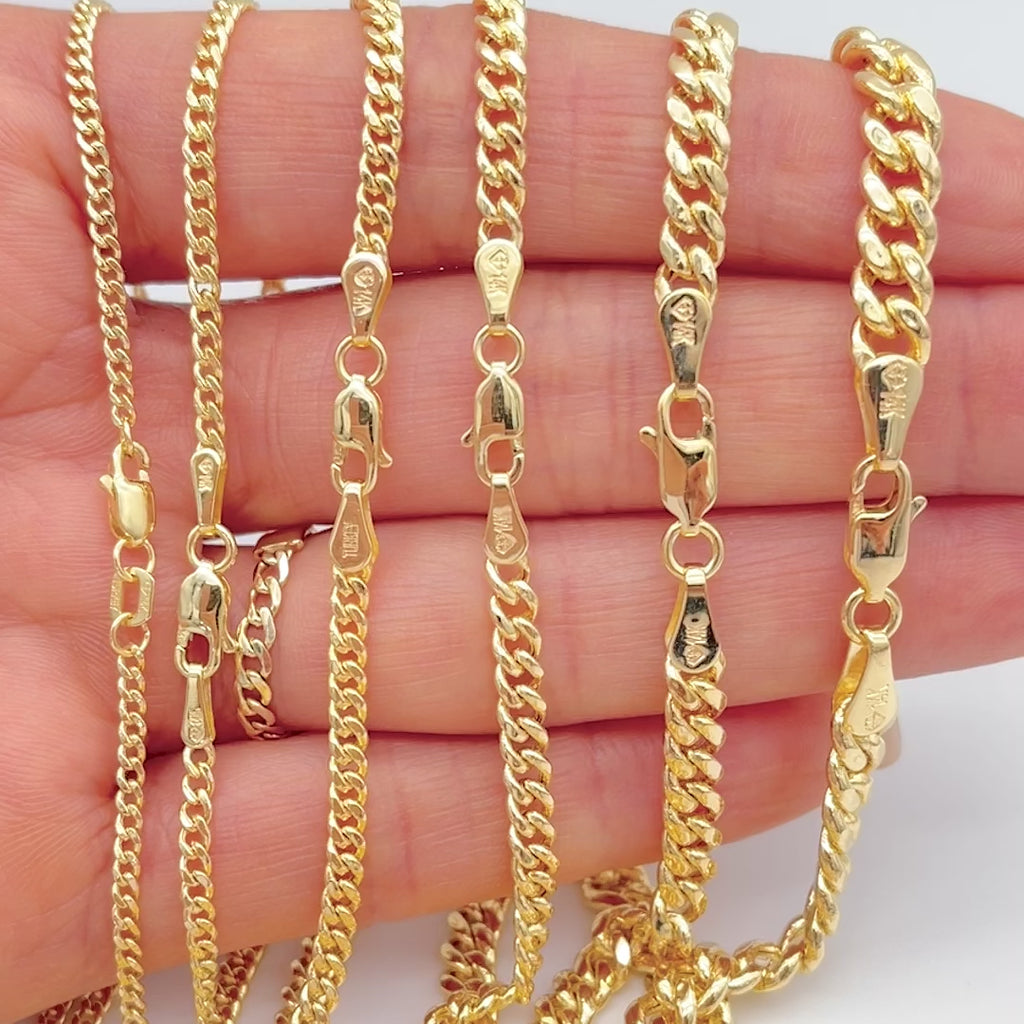 14K Real Gold Cuban Curb Link Chain Necklace For Men Women – JewelHeart